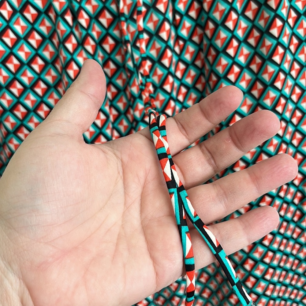 Zara Diamond Pattern Satin Drawstring Wide Leg Pa… - image 5